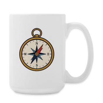 Vintage Kompass Anhänger Design - Große Tasse 440 ml - Weiß - Rechts