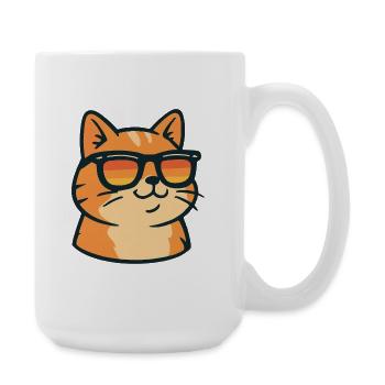 Cat in retro sunglasses - Large Mug 440 ml - white - Right