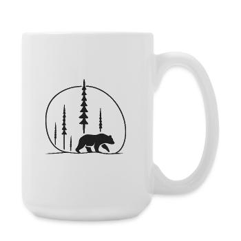 Bear in the forest silhouette nature gift idea friends - Large Mug 440 ml - white - Right