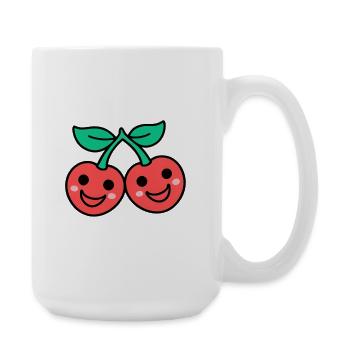 Duo cerise de style kawaii - Grande tasse 440 ml - blanc - Droite