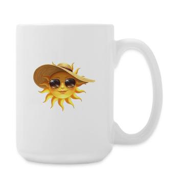 Sonnensonne mit Hut und Sonnenbrille - Große Tasse 440 ml - Weiß - Rechts