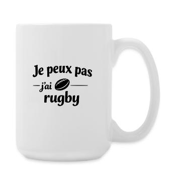 Je peux pas j’ai rugby – Humour sport et passion  - Grande tasse 440 ml - blanc - Droite