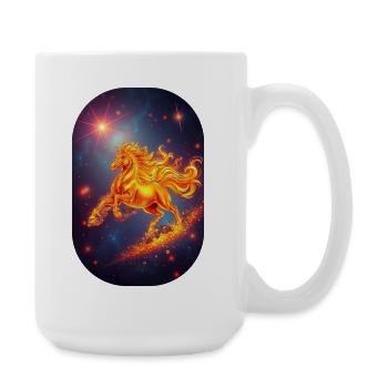 Goldenes Feuerpferd Sternenhimmel Tierkreiszeichen - Große Tasse 440 ml - Weiß - Rechts