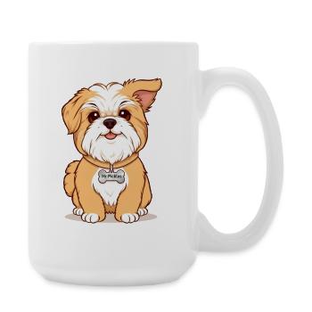Mr Pickles Niedliches Lhasa Apso-Porträt - Große Tasse 440 ml - Weiß - Rechts