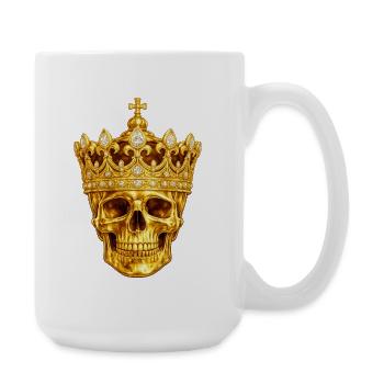 Goldener Totenkopf Krone - Große Tasse 440 ml - Weiß - Rechts