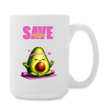 Avocado im Yoga-Flow auf Matte - Große Tasse 440 ml - Weiß - Rechts