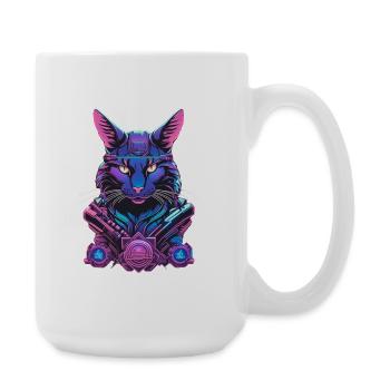Cyberkatze mit futuristischem Design - Große Tasse 440 ml - Weiß - Rechts