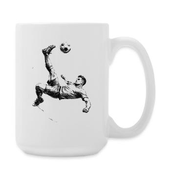 Overhead kick footballer sketch dynamic - Large Mug 440 ml - white - Right