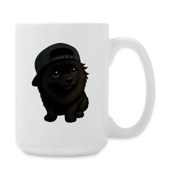 Lustiger Spitz Hund mit Cap und Ausdruck - Große Tasse 440 ml - Weiß - Rechts