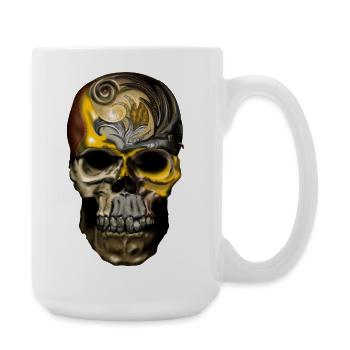 Ornament Skull Gold Filigree - Large Mug 440 ml - white - Right