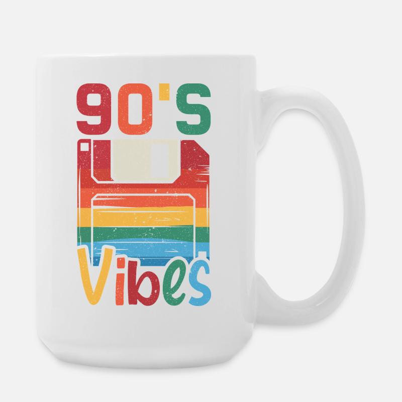 90's Vibes – Retro Design mit Vintage Floppy Disk - Große Tasse 440 ml - Weiß