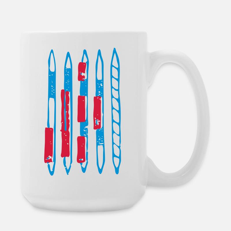 Blaurote Stäbe, Mikado - Große Tasse 440 ml - Weiß