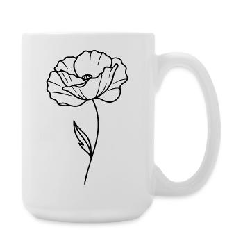 Poppy – Line Graphic, Flower Outlines - Large Mug 440 ml - white - Right