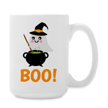 Halloween Girl Sepenst Boo! with magic cauldron - Large Mug 440 ml - white - Right