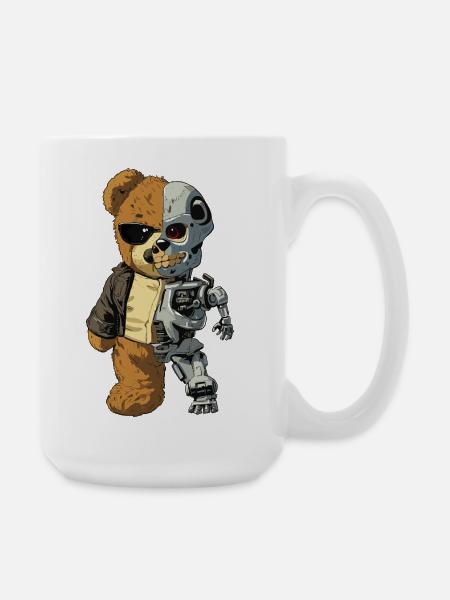 Bear Robot Cyborg - Large Mug 440 ml - white