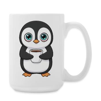 Süßer Pinguin Kaffee Morgenmuffel Büro Koffein - Große Tasse 440 ml - Weiß - Rechts