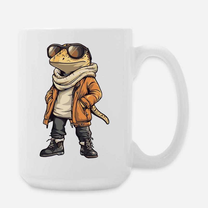 Echse Cool Winter - Große Tasse 440 ml - Weiß