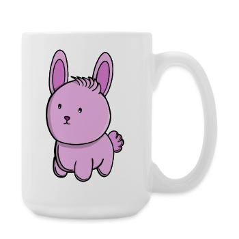 Niedlicher pinker Hase, niedlicher Kawaii-Kaninchen-Cartoon - Große Tasse 440 ml - Weiß - Rechts