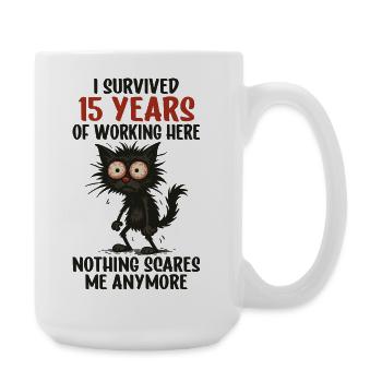 15 Year Company Anniversary Service Anniversary Work - Large Mug 440 ml - white - Right