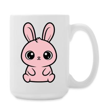 Kawaii Bunny Grands Yeux Roses Mignons - Grande tasse 440 ml - blanc - Droite