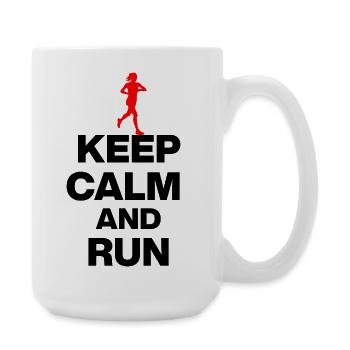 RESTE CALME ET COURS ! JOGGING RACING SPORT FIT noir - Grande tasse 440 ml - blanc - Droite