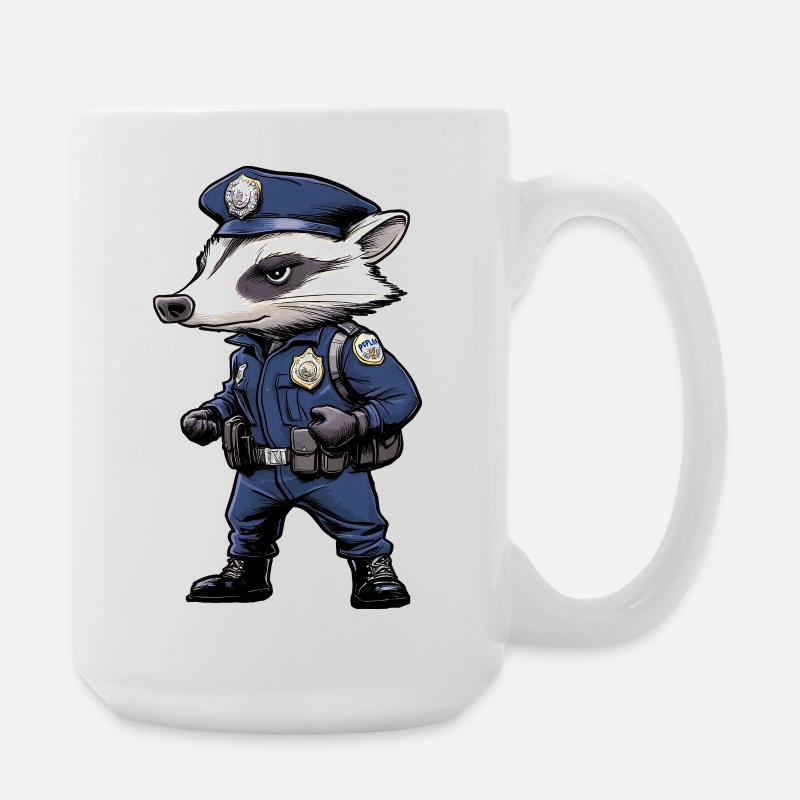 Dachs Polizei - Große Tasse 440 ml - Weiß