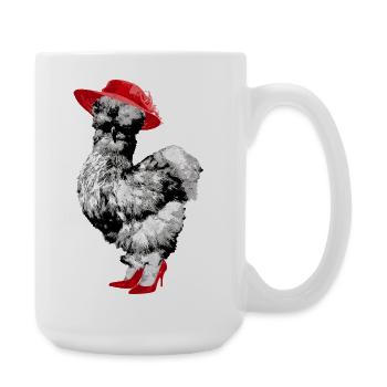Fans de poulet - Coq - Coq - Poulet de soie - Bio - Grande tasse 440 ml - blanc - Droite