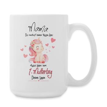 Pastell-Einhorn für Muttertag - Große Tasse 440 ml - Weiß - Rechts