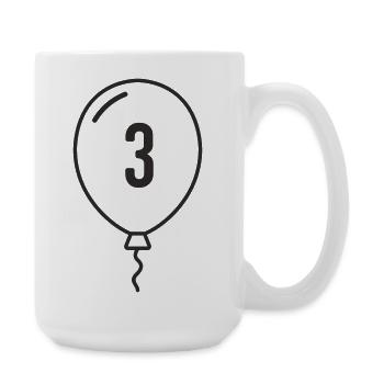 Balloon Number 3 – Birthday & Party Design - Large Mug 440 ml - white - Right