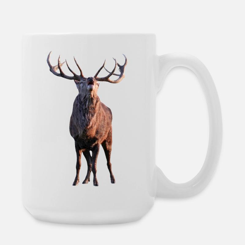 Röhrender Hirsch - Große Tasse 440 ml - Weiß