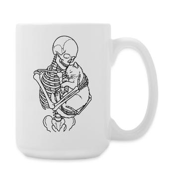 Squelette avec Chat – Gothic Cat Love Dark Art - Grande tasse 440 ml - blanc - Droite