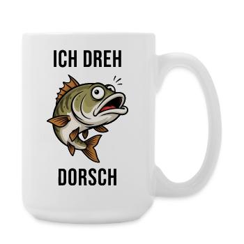 Ich Dreh Dorsch Angeln Fisch Humor Spruch - Große Tasse 440 ml - Weiß - Rechts