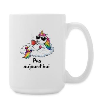 Relaxed unicorn and relaxed/funny/cute humor - Large Mug 440 ml - white - Right