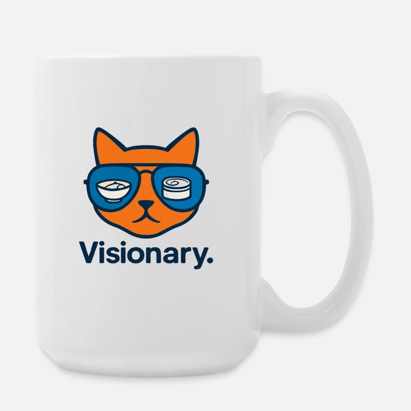 Visionäre Sushi-Katze mit Brille - Große Tasse 440 ml - Weiß