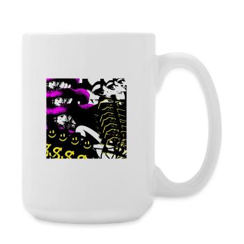 Neon-Kaleidoskopische Collage - Große Tasse 440 ml - Weiß - Rechts