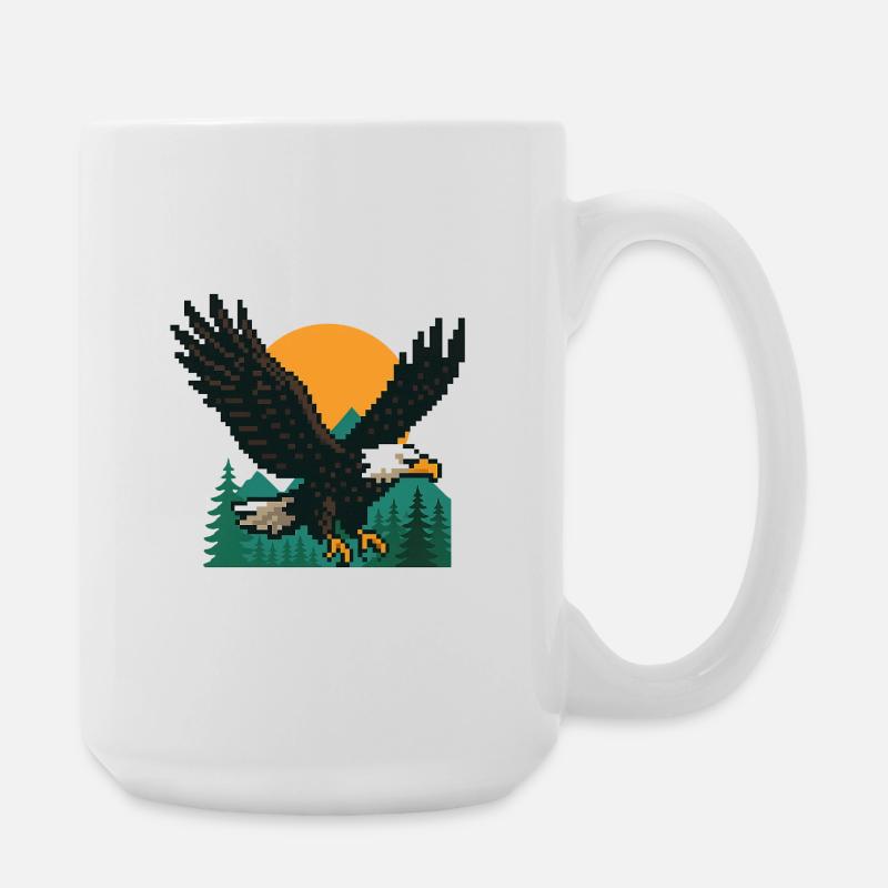 Eagle Pixel – Coucher de soleil dans les montagnes - Grande tasse 440 ml - blanc