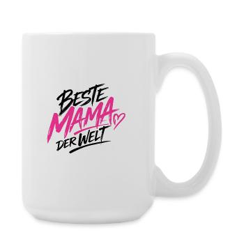 Beste Mama der Welt Neon Rosa - Große Tasse 440 ml - Weiß - Rechts