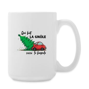 QUI_BOIT_LA_GNOLE_CASSE DAS AUTO - Große Tasse 440 ml - Weiß - Rechts