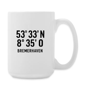 Bremerhaven Koordinaten  - Große Tasse 440 ml - Weiß - Rechts