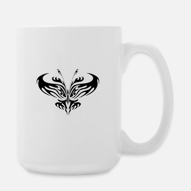 Schwarzer Schmetterling - Große Tasse 440 ml - Weiß