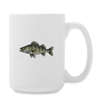 Zander Raubfisch Angeln - Große Tasse 440 ml - Weiß - Rechts