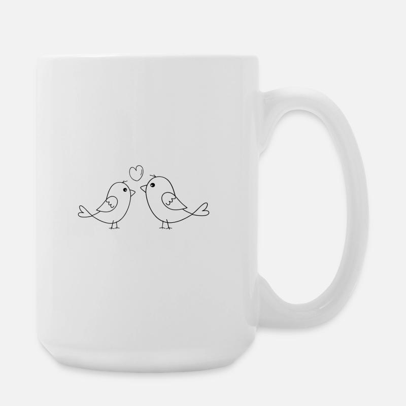 love birds - Large Mug 440 ml - white
