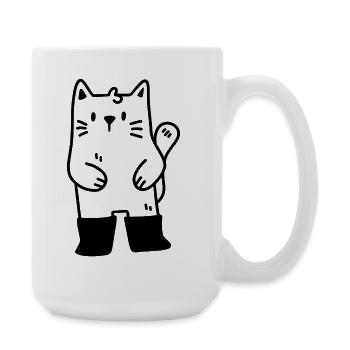 Katze in Stiefeln - Große Tasse 440 ml - Weiß - Rechts