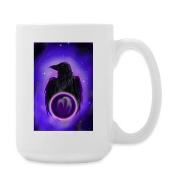 Raven in Neon Orb - Large Mug 440 ml - white - Right