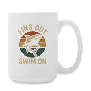 Fins out – shark at sunset - Large Mug 440 ml - white - Right