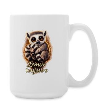 Lemur Toujours Mega cutes Shirt - Große Tasse 440 ml - Weiß - Rechts