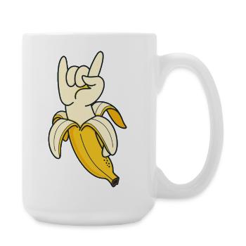 Banana Hand Gesture Illustration - Large Mug 440 ml - white - Right