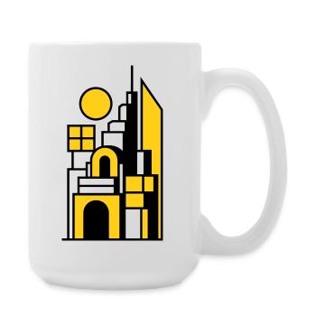 Abstraktes Stadtbild in Gelb Schwarz - Große Tasse 440 ml - Weiß - Rechts