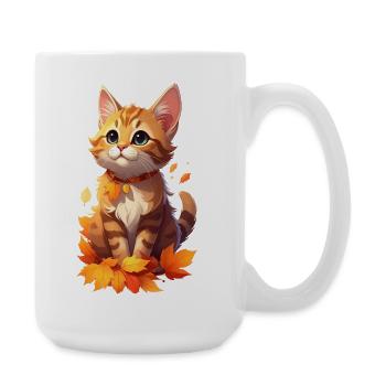 Cat in autumn - Large Mug 440 ml - white - Right