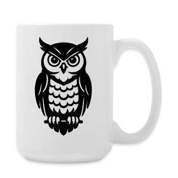 Hiboux en noir et blanc - Grande tasse 440 ml - blanc - Droite